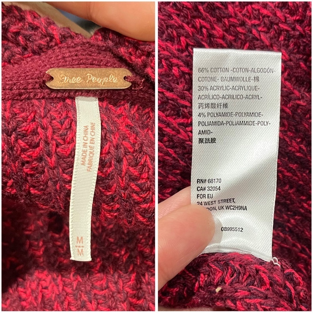Free People Red High Hopes open front cardigan size Medium preowned - Picture 5 of 5